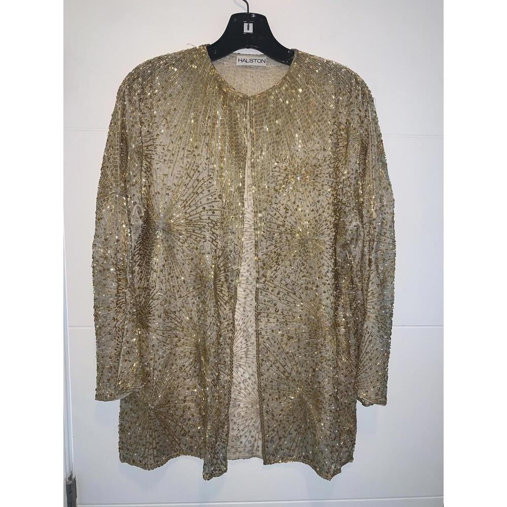 1970s Halston Couture Beaded Silk jacket Vintage